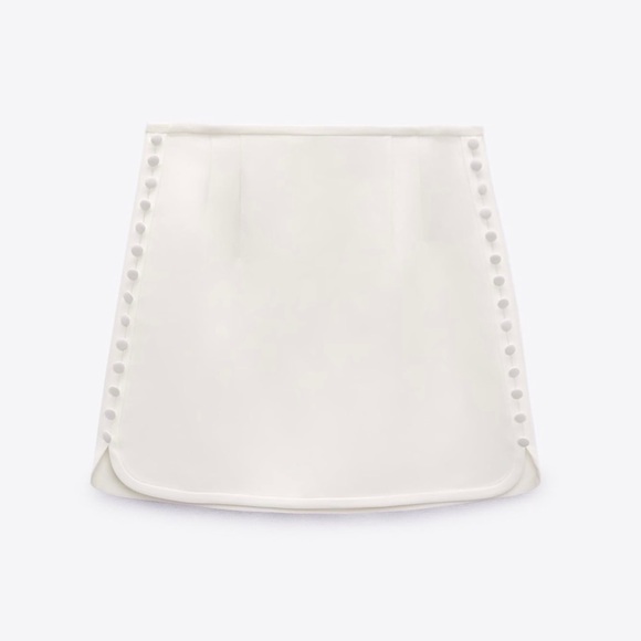 NWT Zara Off White Mini Skirt with Side Buttons Size L - Picture 2 of 7